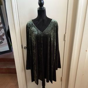 Green Faux Velvet Dress